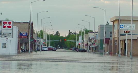 Downtown in flood